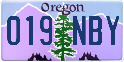 OR license plate 019NBY