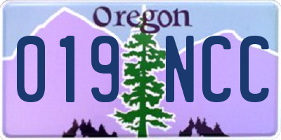 OR license plate 019NCC