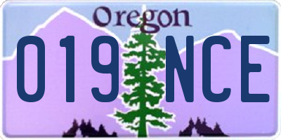 OR license plate 019NCE