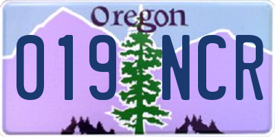OR license plate 019NCR