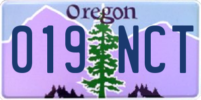 OR license plate 019NCT