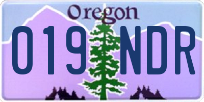 OR license plate 019NDR