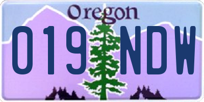 OR license plate 019NDW