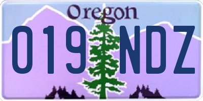OR license plate 019NDZ