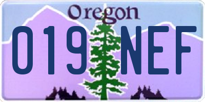 OR license plate 019NEF