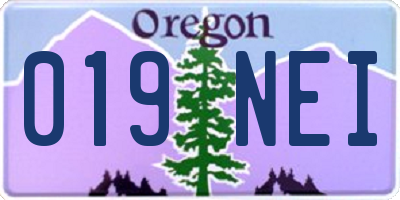OR license plate 019NEI