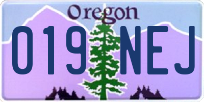 OR license plate 019NEJ