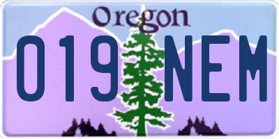 OR license plate 019NEM
