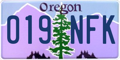 OR license plate 019NFK