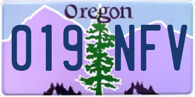 OR license plate 019NFV