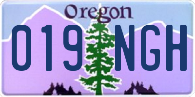 OR license plate 019NGH