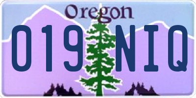 OR license plate 019NIQ