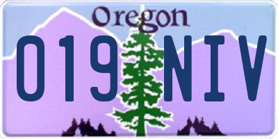 OR license plate 019NIV