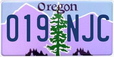 OR license plate 019NJC