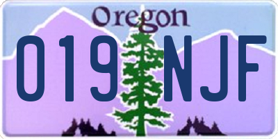 OR license plate 019NJF