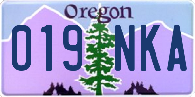 OR license plate 019NKA