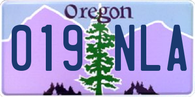 OR license plate 019NLA