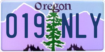 OR license plate 019NLY