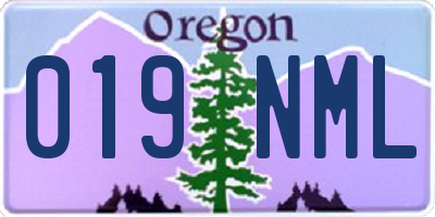 OR license plate 019NML