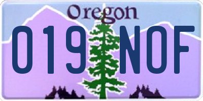 OR license plate 019NOF