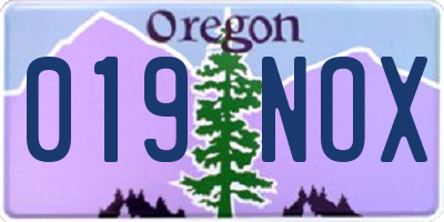 OR license plate 019NOX