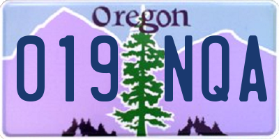 OR license plate 019NQA