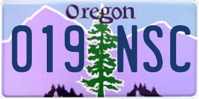 OR license plate 019NSC