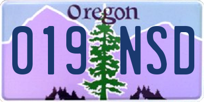 OR license plate 019NSD