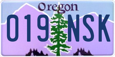 OR license plate 019NSK