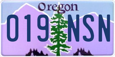 OR license plate 019NSN