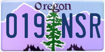 OR license plate 019NSR