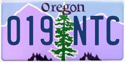 OR license plate 019NTC