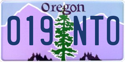 OR license plate 019NTO
