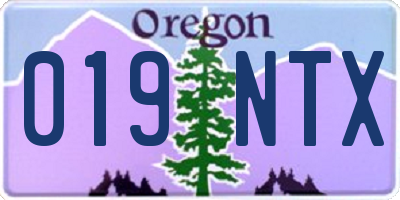 OR license plate 019NTX