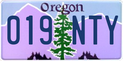 OR license plate 019NTY