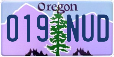 OR license plate 019NUD