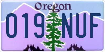 OR license plate 019NUF