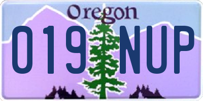 OR license plate 019NUP