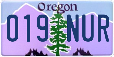 OR license plate 019NUR