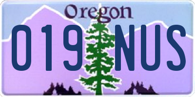 OR license plate 019NUS
