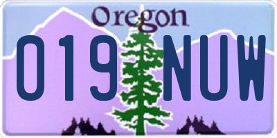 OR license plate 019NUW