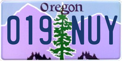 OR license plate 019NUY