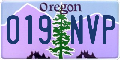 OR license plate 019NVP