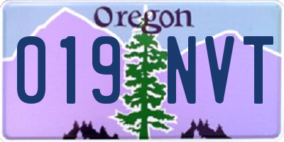 OR license plate 019NVT
