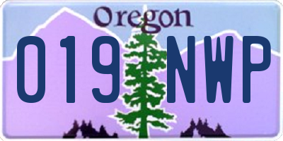 OR license plate 019NWP