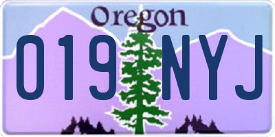 OR license plate 019NYJ