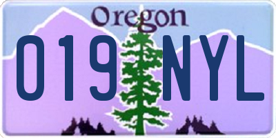 OR license plate 019NYL