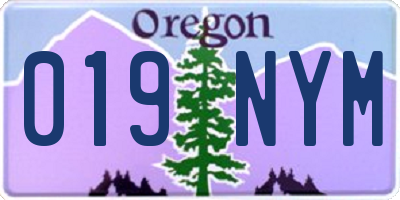 OR license plate 019NYM