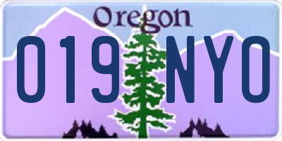 OR license plate 019NYO