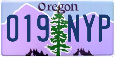OR license plate 019NYP